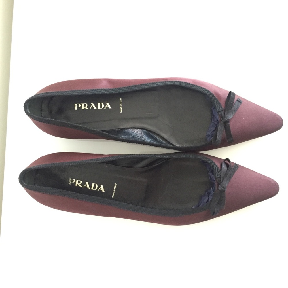 PRADA Elegant Flats in Aubergine Satin 39.5 NWOT